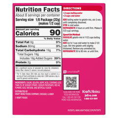 Jell-O Raspberry Gelatin Dessert Mix sealed pouch preserves freshness.