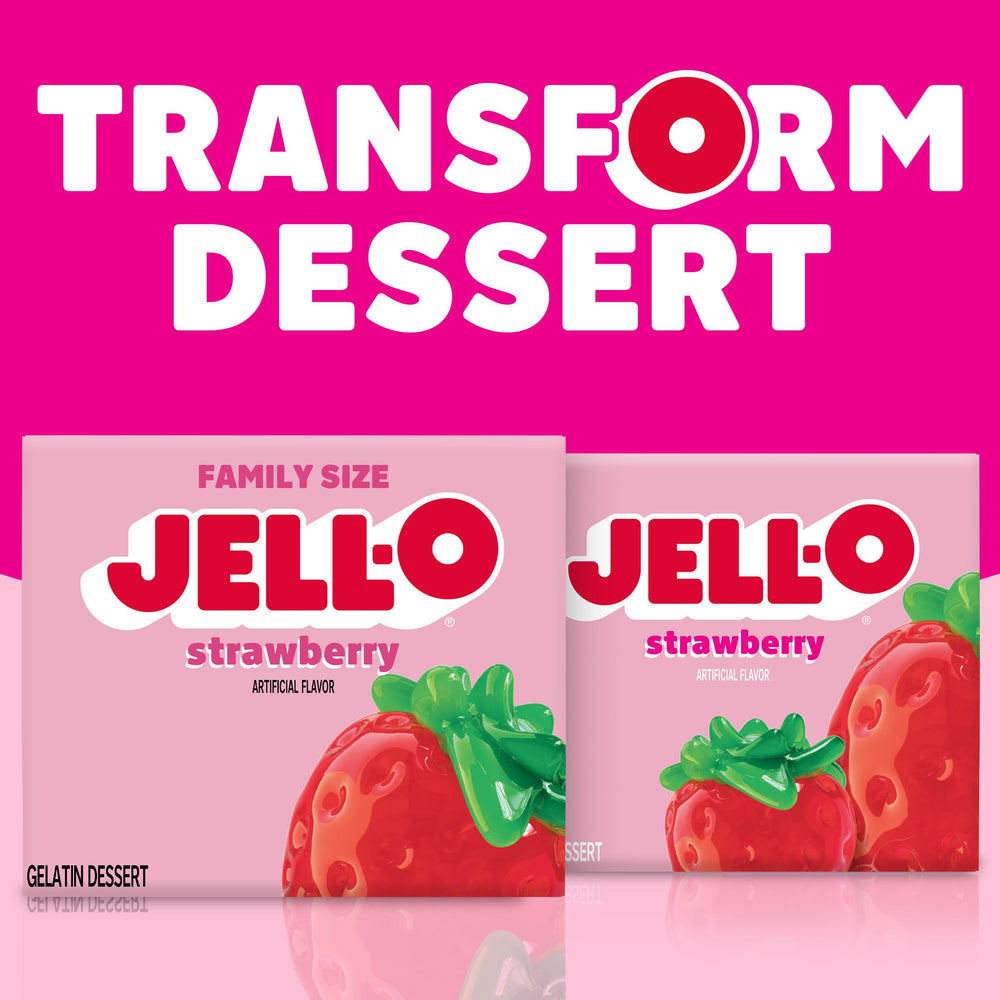 Parfait layering with Jell-O strawberry gelatin for colorful dessert depth.
