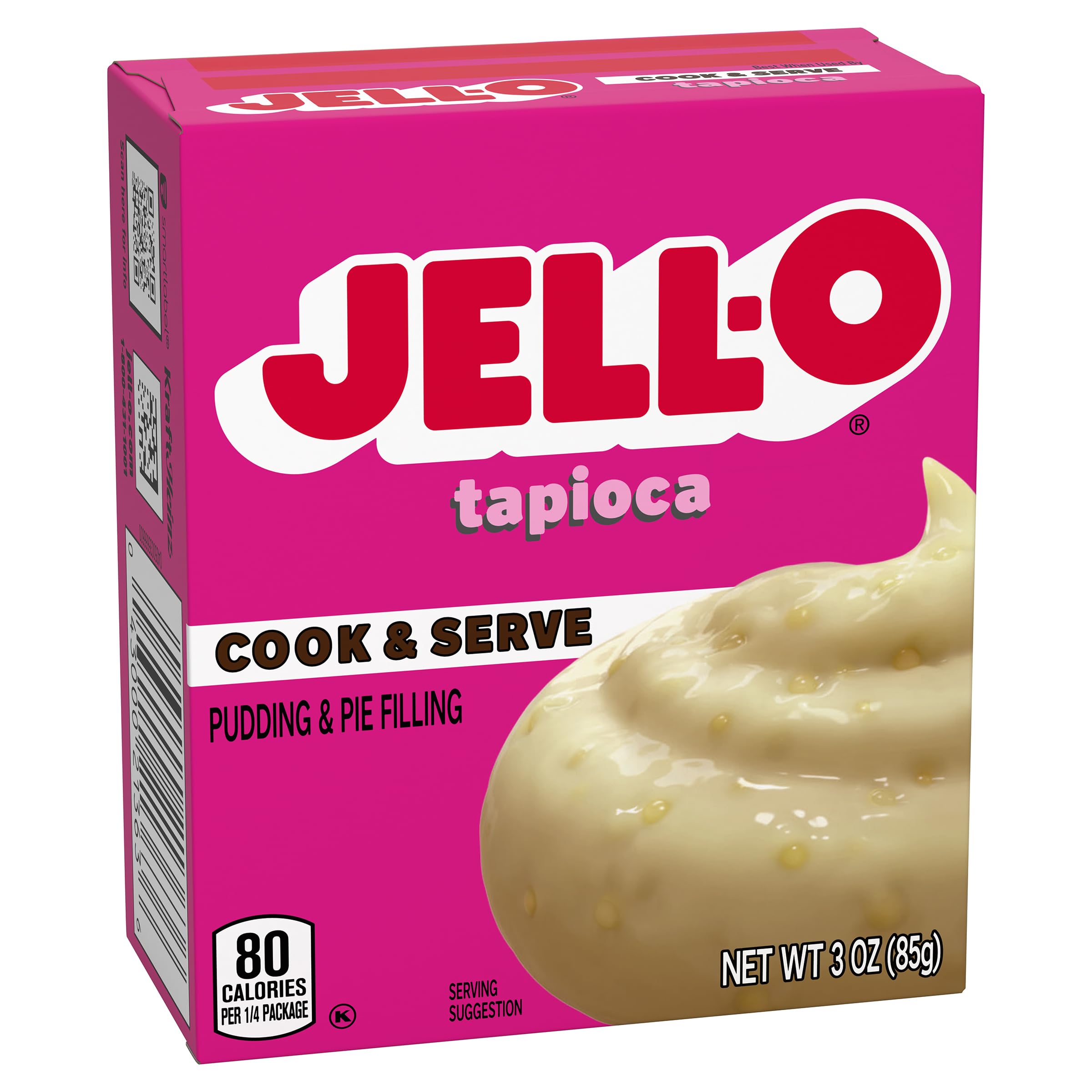 Jell-O Tapioca pudding mix with milk; easy stovetop preparation for a smooth, creamy texture