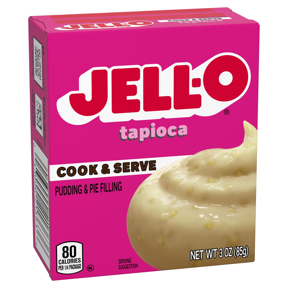 Jell-O Tapioca pudding mix with milk; easy stovetop preparation for a smooth, creamy texture