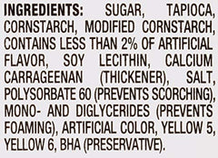 Jell-O Tapioca pudding powder back view shows serving ideas and simple preparation.