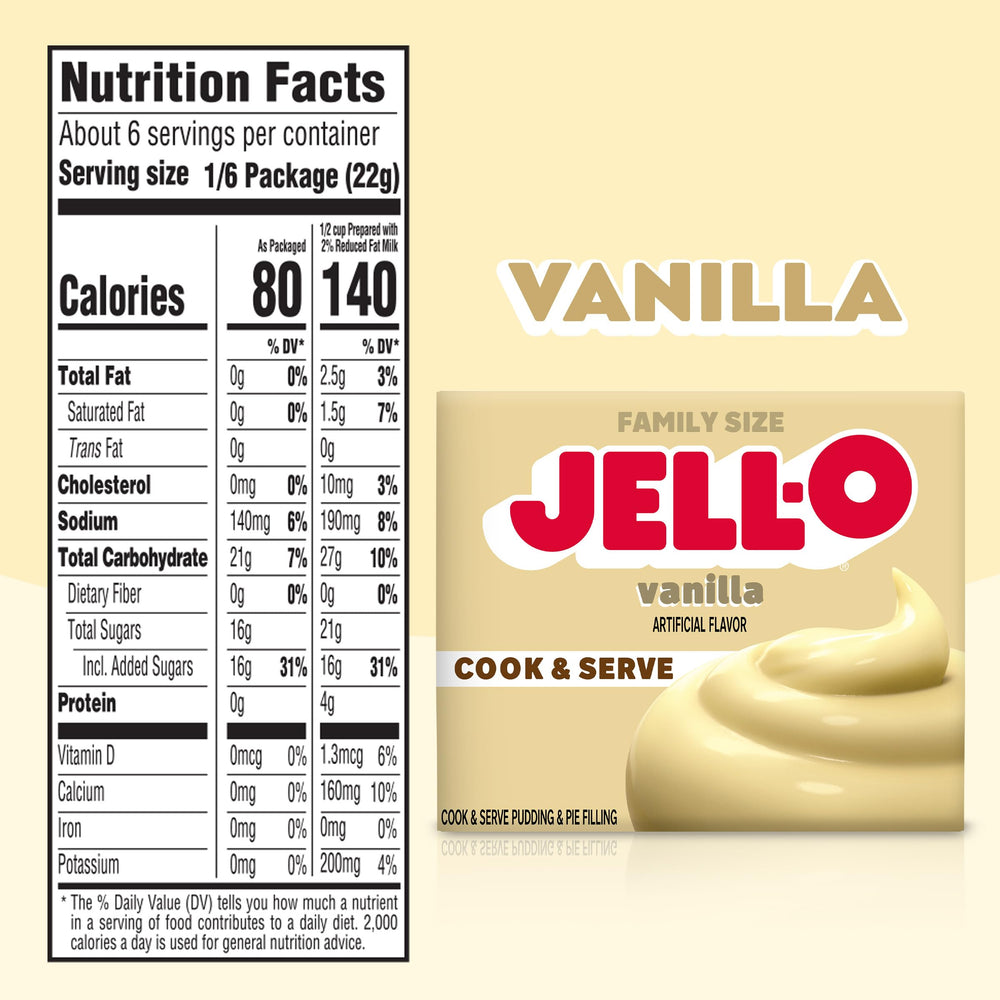 Jell-O vanilla pudding being prepared on the stovetop for a quick dessert.