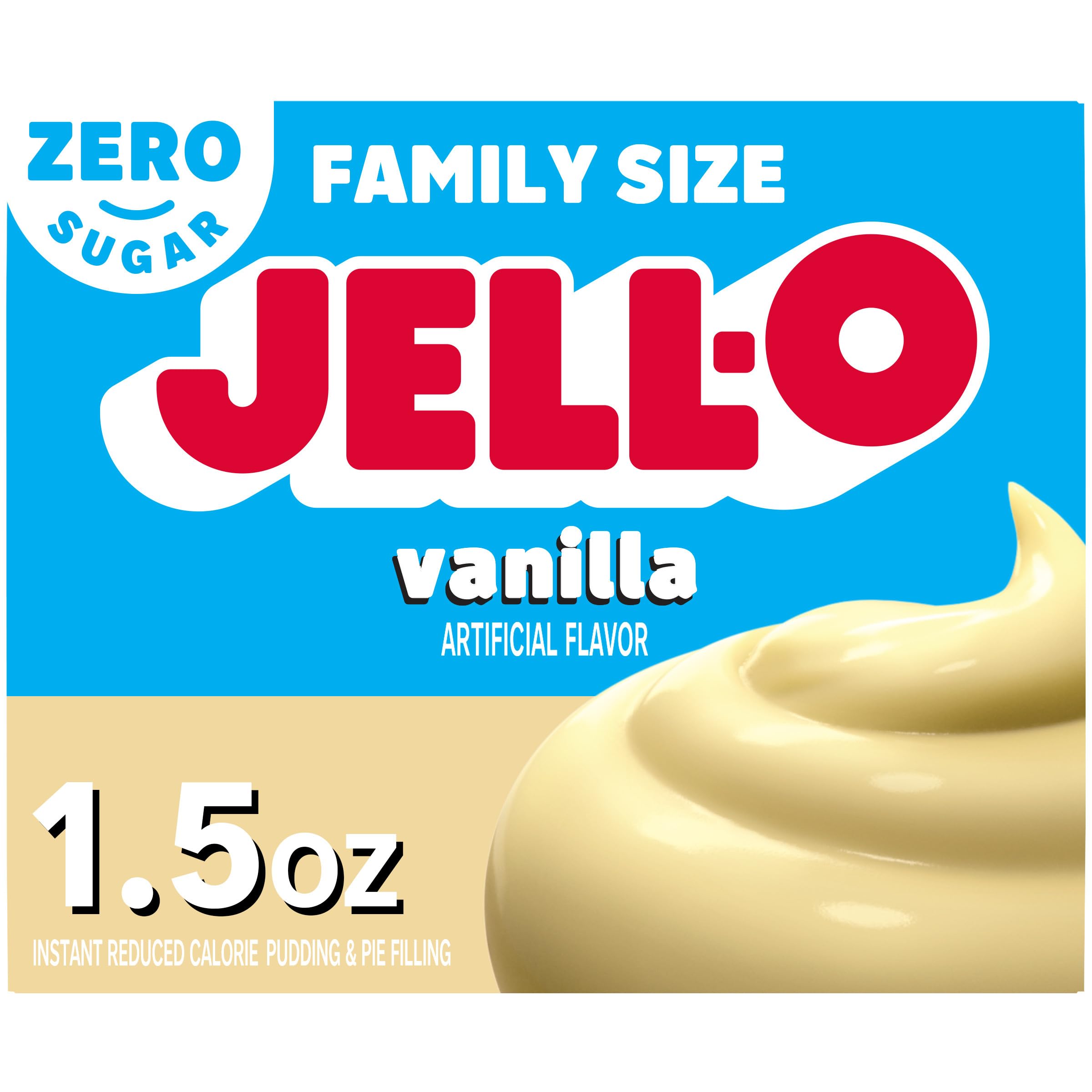 Jell-O Vanilla Sugar Free pudding boxes stacked for pantry-ready dessert ideas