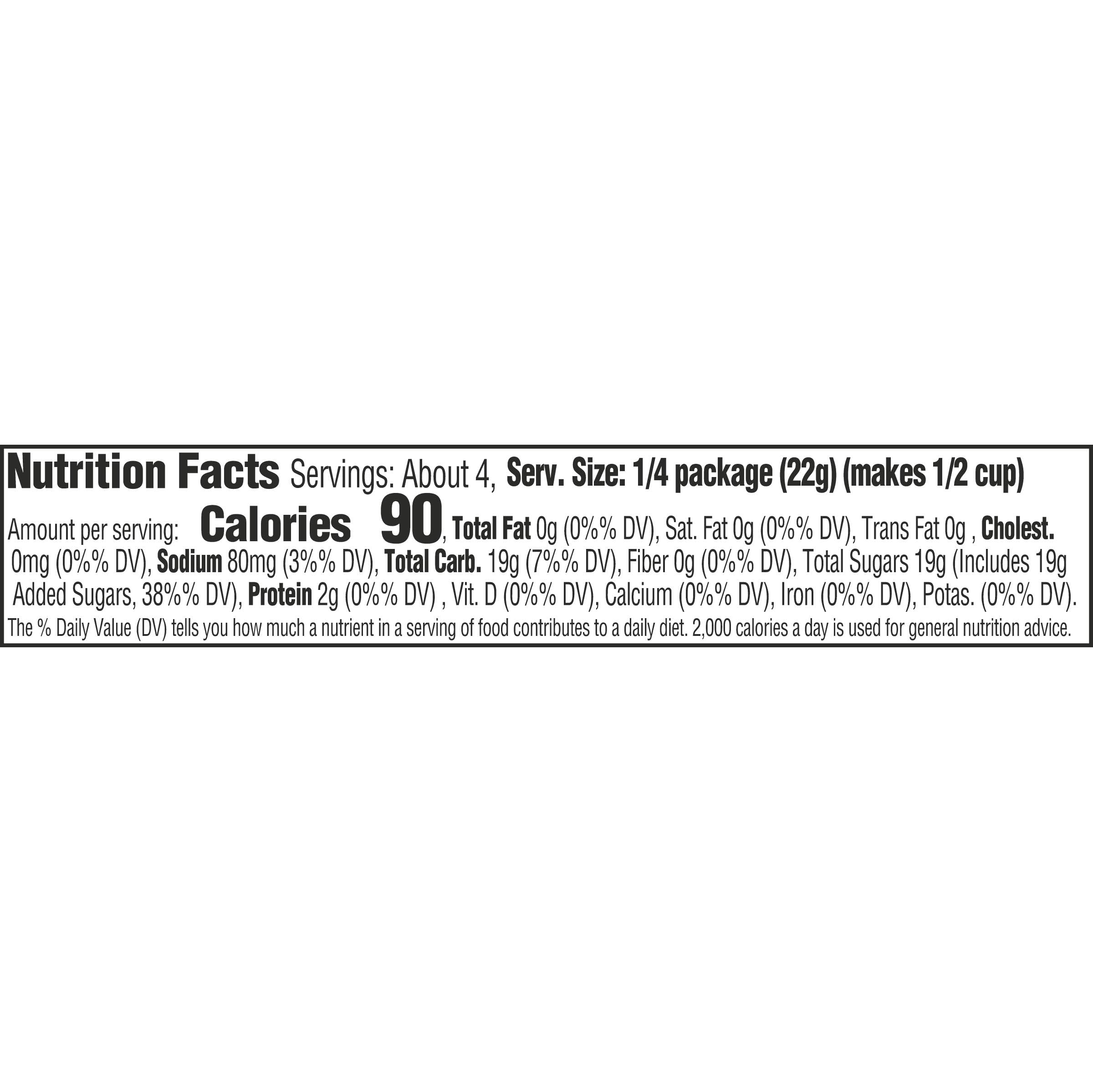 Individual sealed pouches keep Jell-O Watermelon Gelatin fresh.