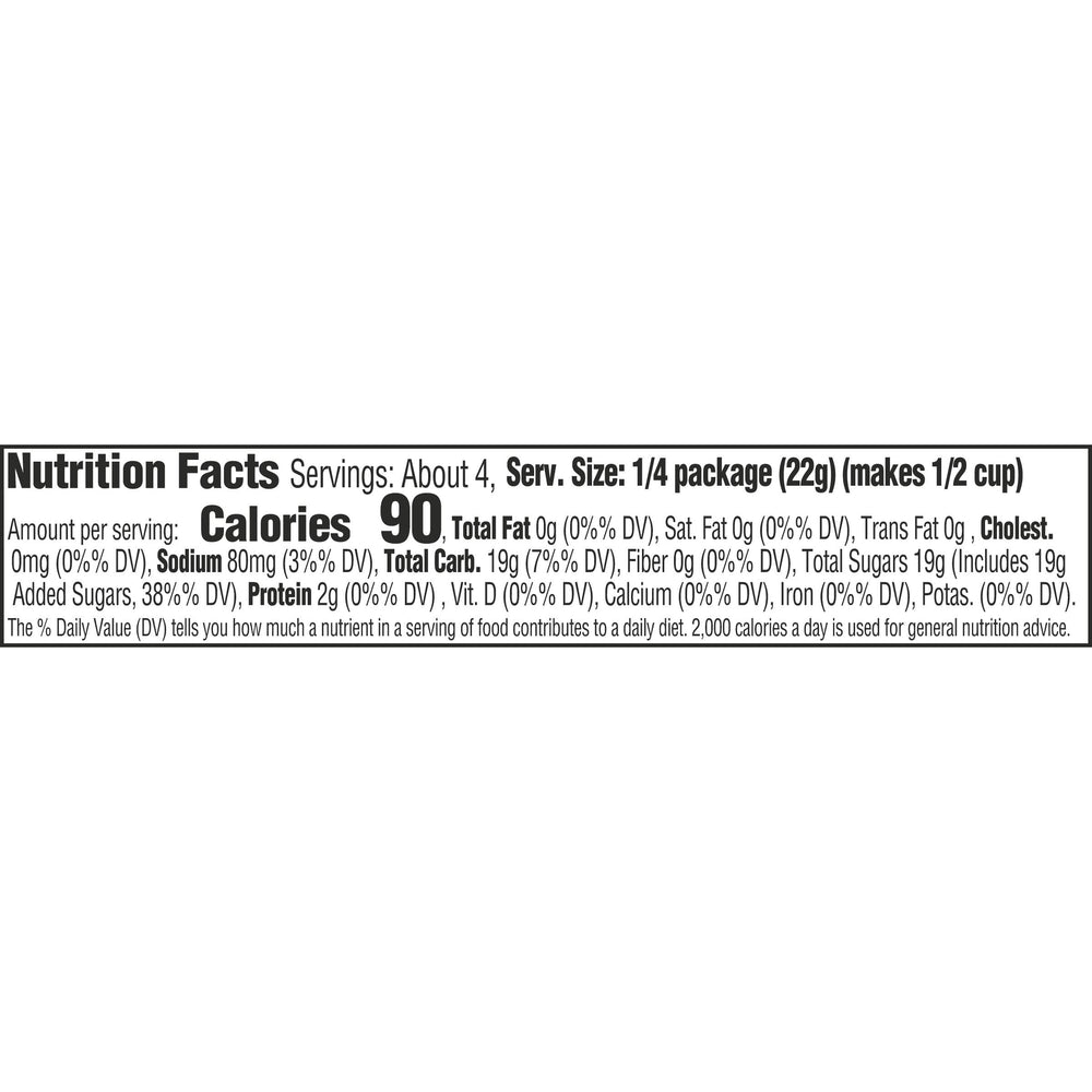Individual sealed pouches keep Jell-O Watermelon Gelatin fresh.