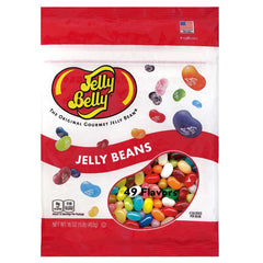 Jelly Belly 49 flavors bag front shows authentic assortment for celebrations.