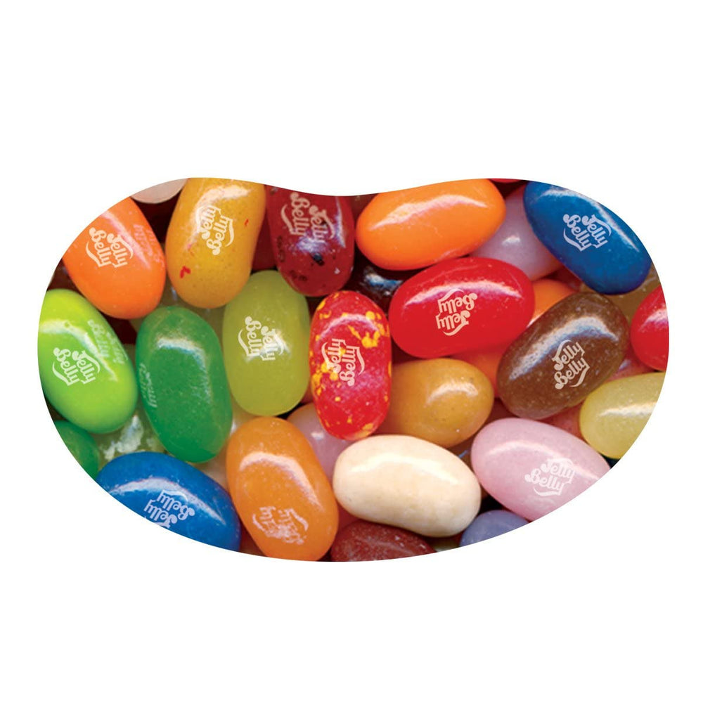 Jelly Belly 49 flavors beans close-up highlighting colorful variety.
