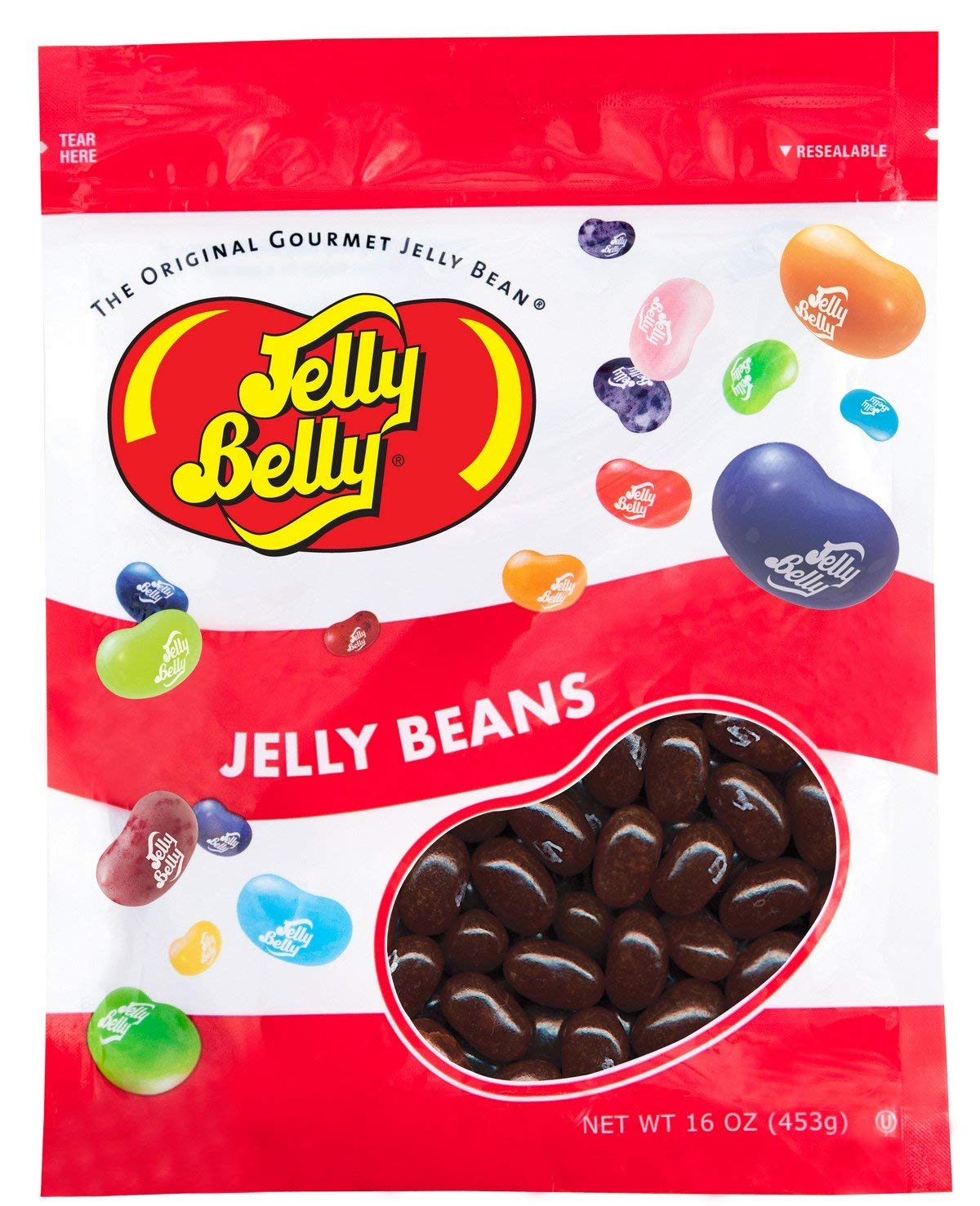 Jelly Belly A&W Root Beer beans in resealable packaging keeps freshness.