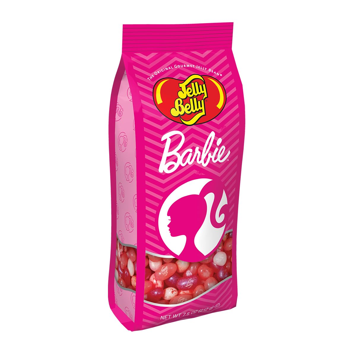 Jelly Belly Barbie gift bag front view shows colorful beans ready for sharing.