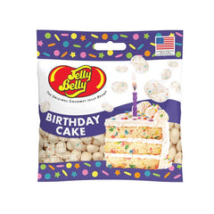 Jelly Belly Birthday Cake beans in a 3.5 oz bag, ideal party snack and gift addition.