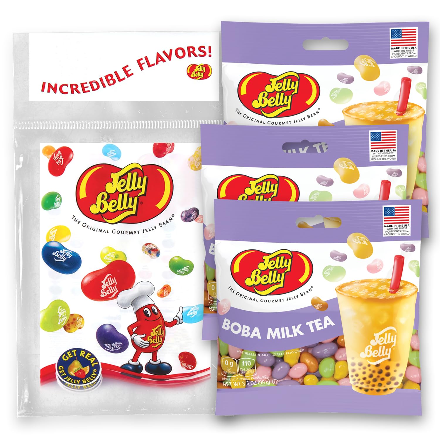 Jelly Belly Boba Milk Tea jelly beans in a grab-and-go pack for on-the-go snacking.