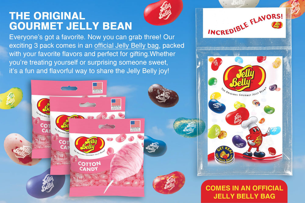 Jelly Belly buttered popcorn jelly beans in a grab-and-go bag for snacking.