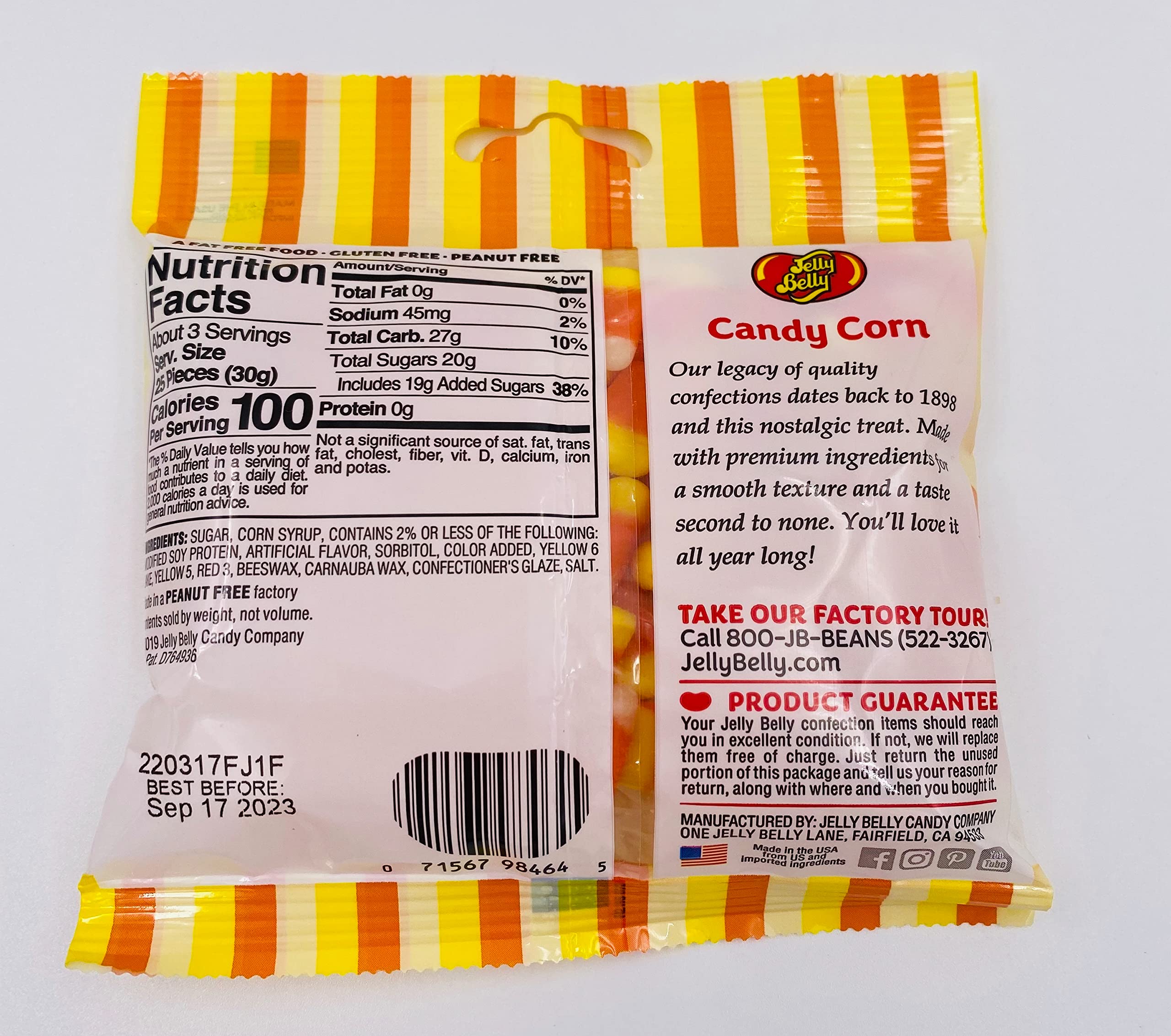 Jelly Belly Candy Corn 3oz bag packaging, ideal for gift-ready party candy.