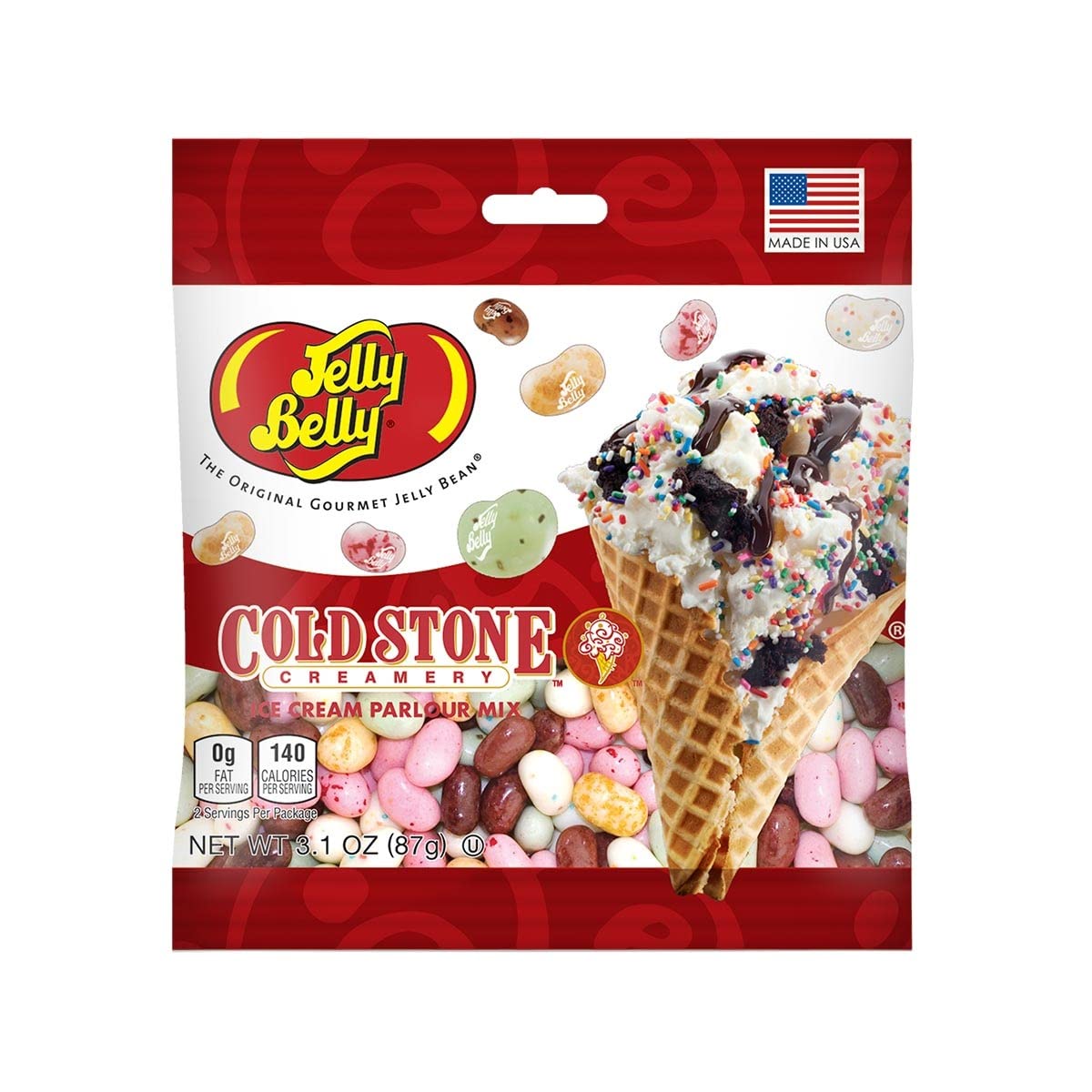 Jelly Belly Cold Stone Ice Cream Parlor Mix jelly beans in a 3.1 oz bag for on-the-go treats.