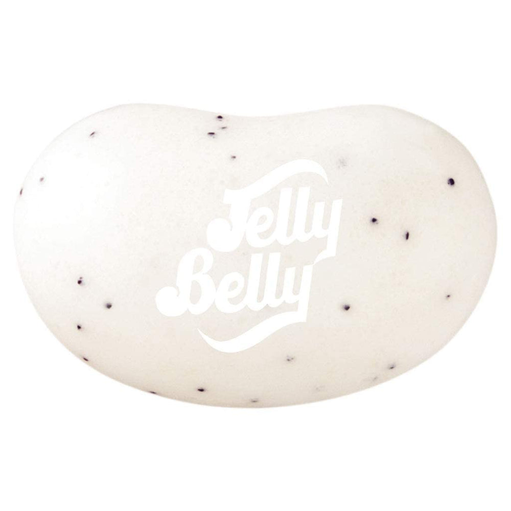 Jelly Belly French Vanilla jelly beans close-up with glossy coating.
