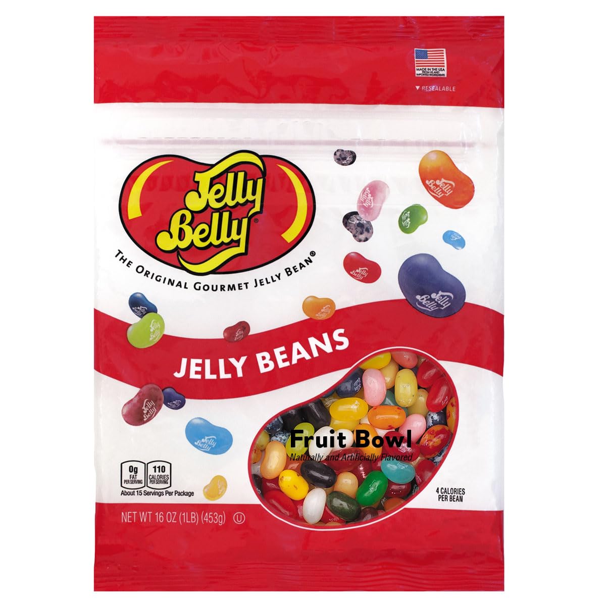 Jelly Belly Fruit Bowl beans closeup showing bright fruit colors for tastings