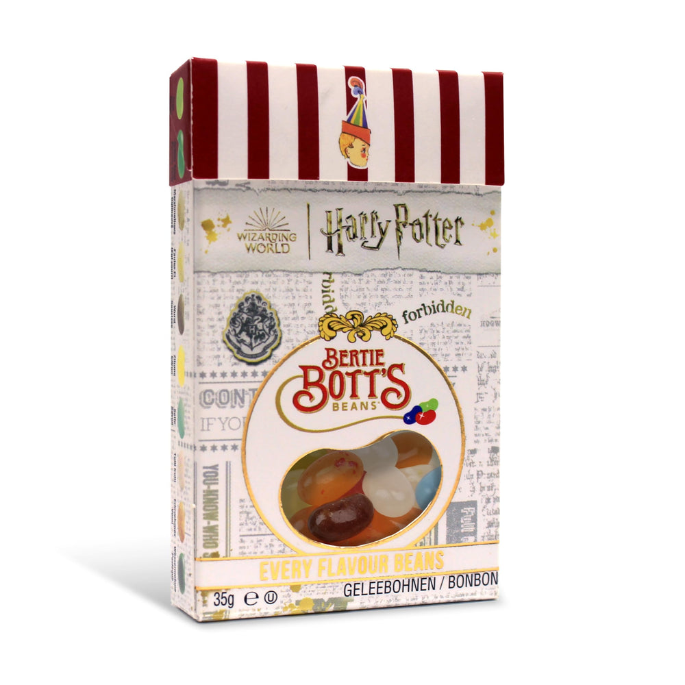 Jelly Belly Bertie Bott's beans in a jar showcasing Hogwarts-inspired treat.