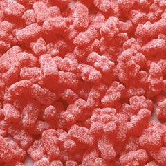 Closeup of Jelly Belly Cinnamon Bears showing chewy texture and spicy aroma.