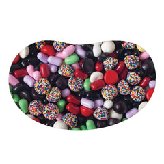 Close-up of Jelly Belly Licorice Bridge Mix pieces with glossy shells