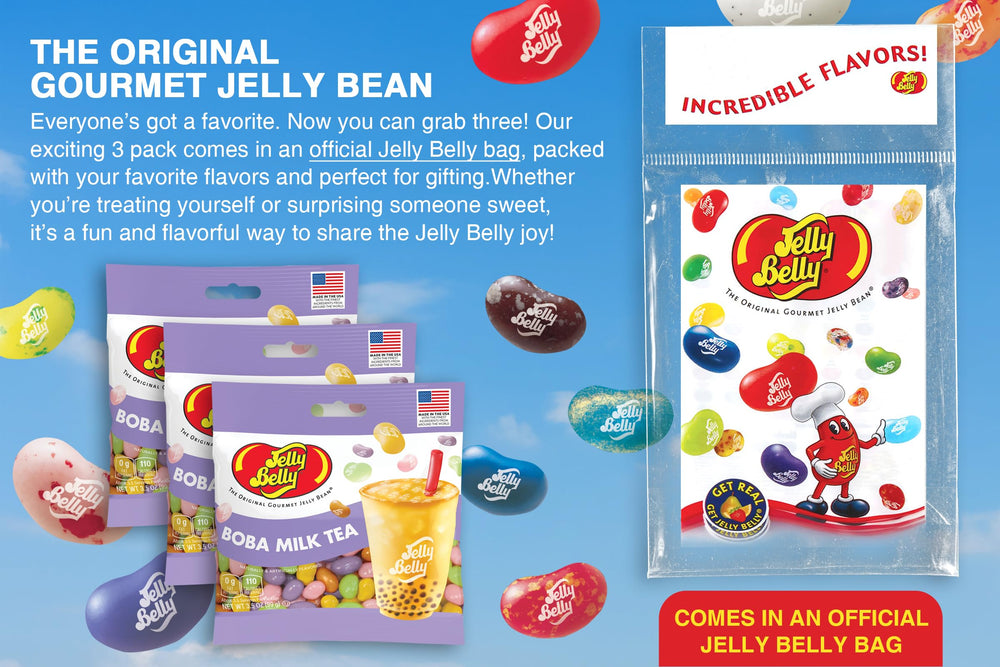 Mango Milk Tea flavor Jelly Belly Boba beans highlight a tropical tea note.