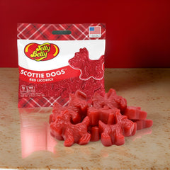 Jelly Belly Red Licorice Scottie Dogs 3-pack top view, great for party favors.