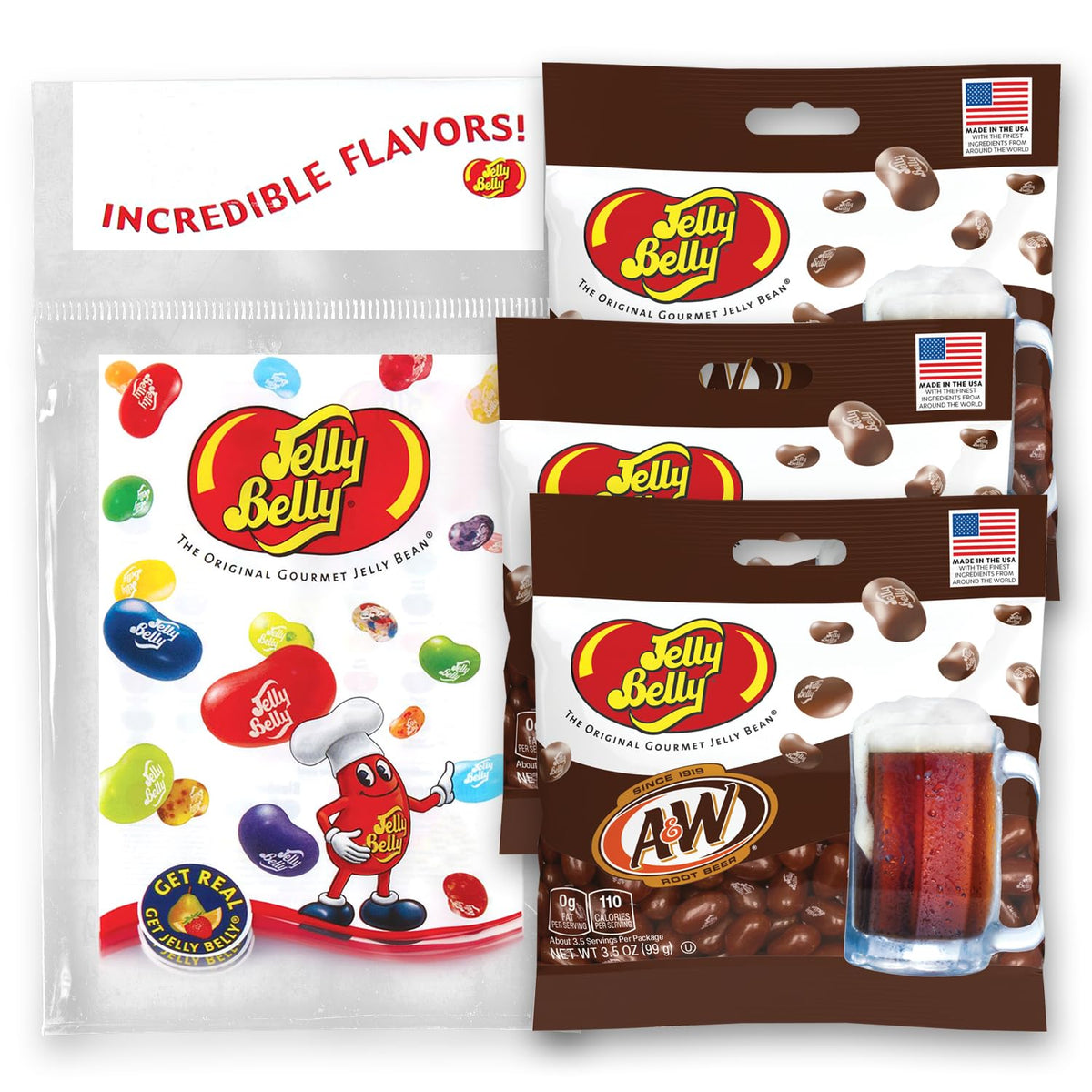 Jelly Belly Root Beer Jelly Beans close-up, ideal for on-the-go snacking.