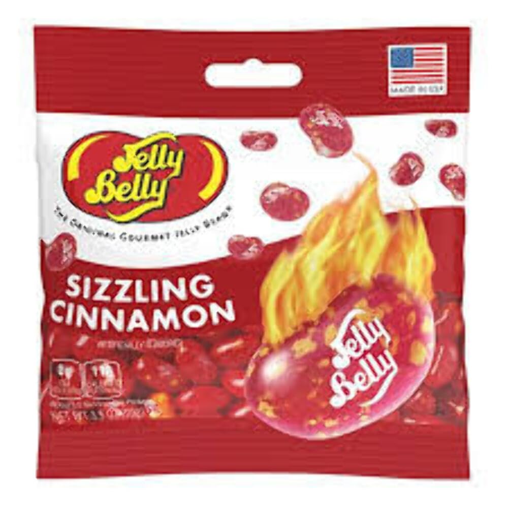 Jelly Belly Sizzling Cinnamon bag highlights bold cinnamon flavor for late-night snacking