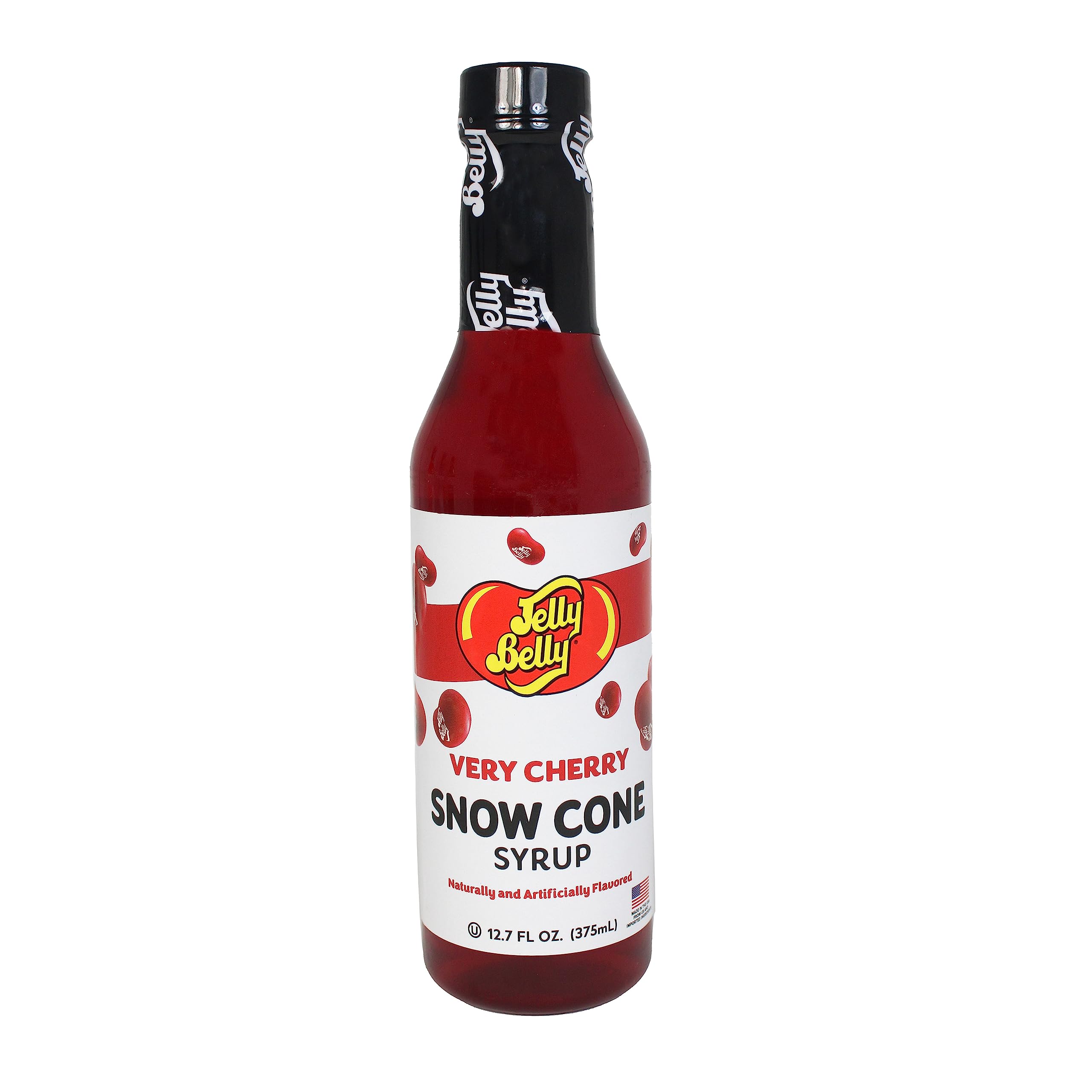 Jelly Belly Snow Cone Syrup berry blue bottle enhances a refreshing summer drink