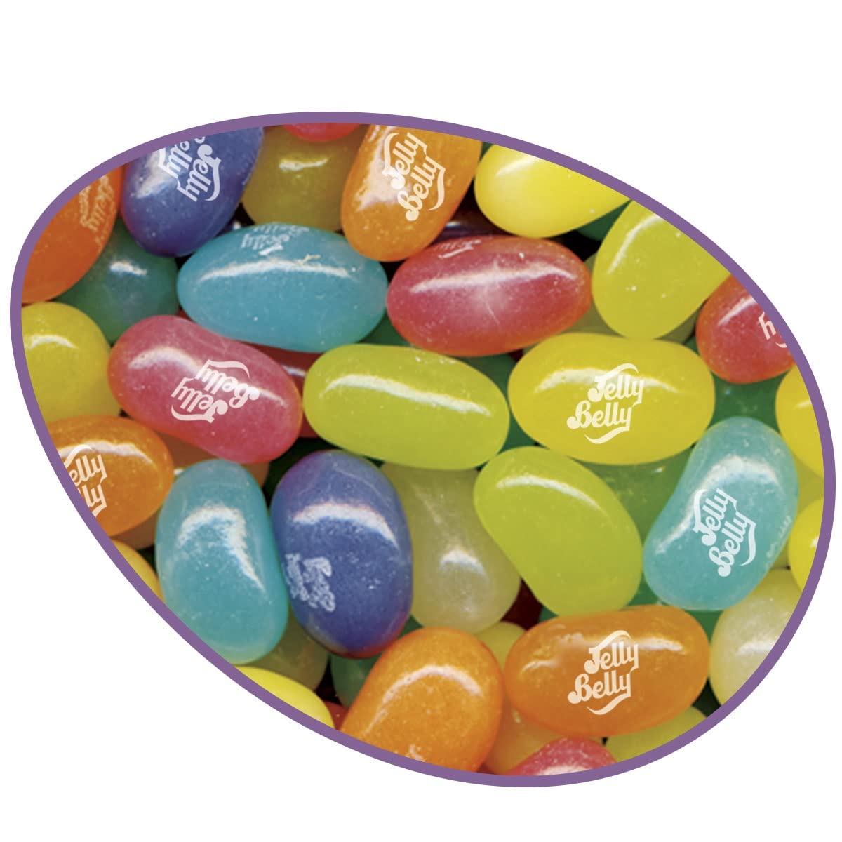 Jelly Belly Spring Mix flavors display from Berry Blue to Tangerine for Easter snacking.
