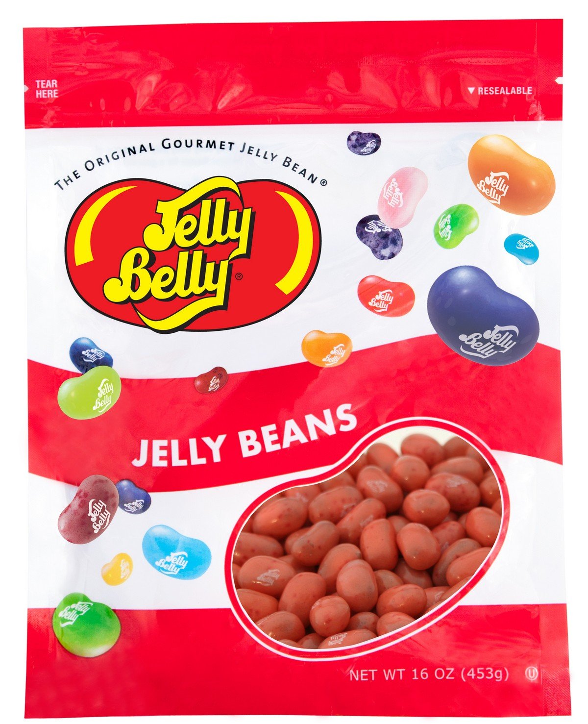Jelly Belly Strawberry Daiquiri jelly beans in a 1 lb bag showcasing real strawberry flavor for snacks