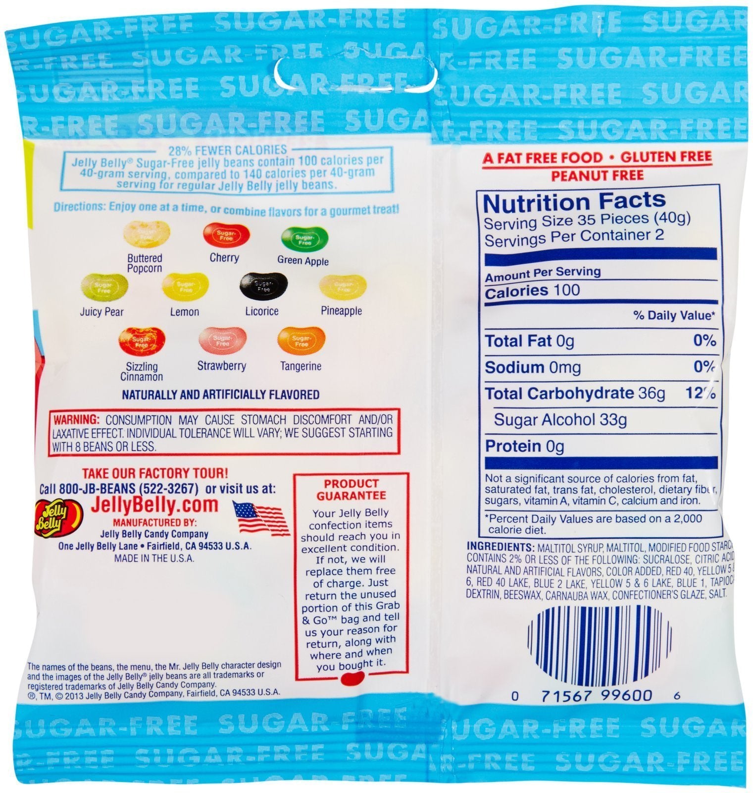 Jelly Belly sugar-free jelly beans, 2.8 oz, certified OU Kosher, great tasting sugar-free option