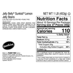 Close-up of Jelly Belly Sunkist Lemon jelly beans showing vibrant color and real lemon flavor.