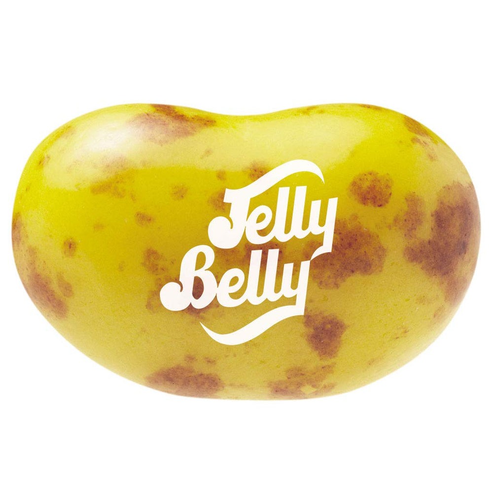 Jelly Belly Top Banana bag resealable closeup showing freshness seal.