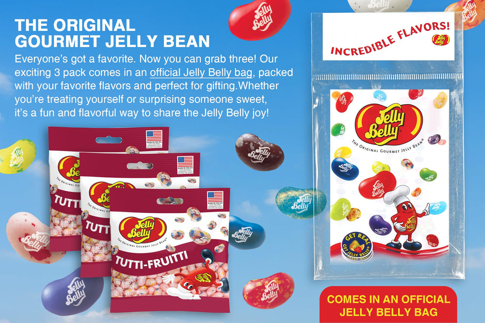 Jelly Belly Tutti-Frutti 3.5 oz bags, grab-and-go convenience for lunches.
