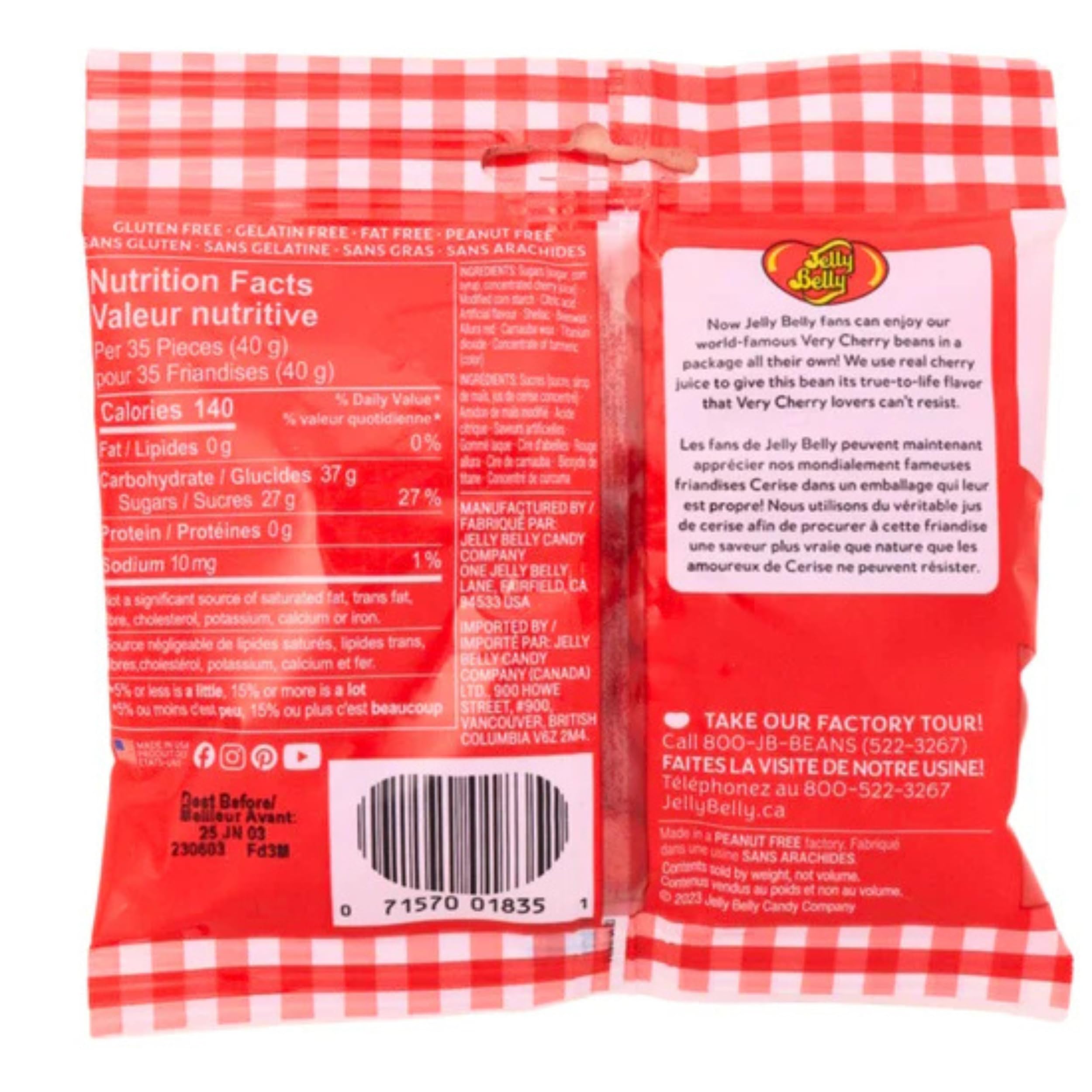 Jelly Belly Very Cherry 3-Pack front view demonstrates compact snacking option.