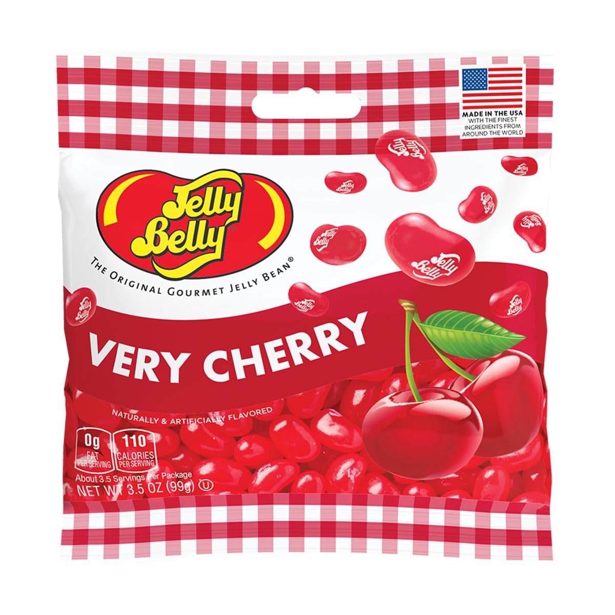Jelly Belly Very Cherry jelly beans close-up showcasing vibrant color and true-to-life flavor for snacking