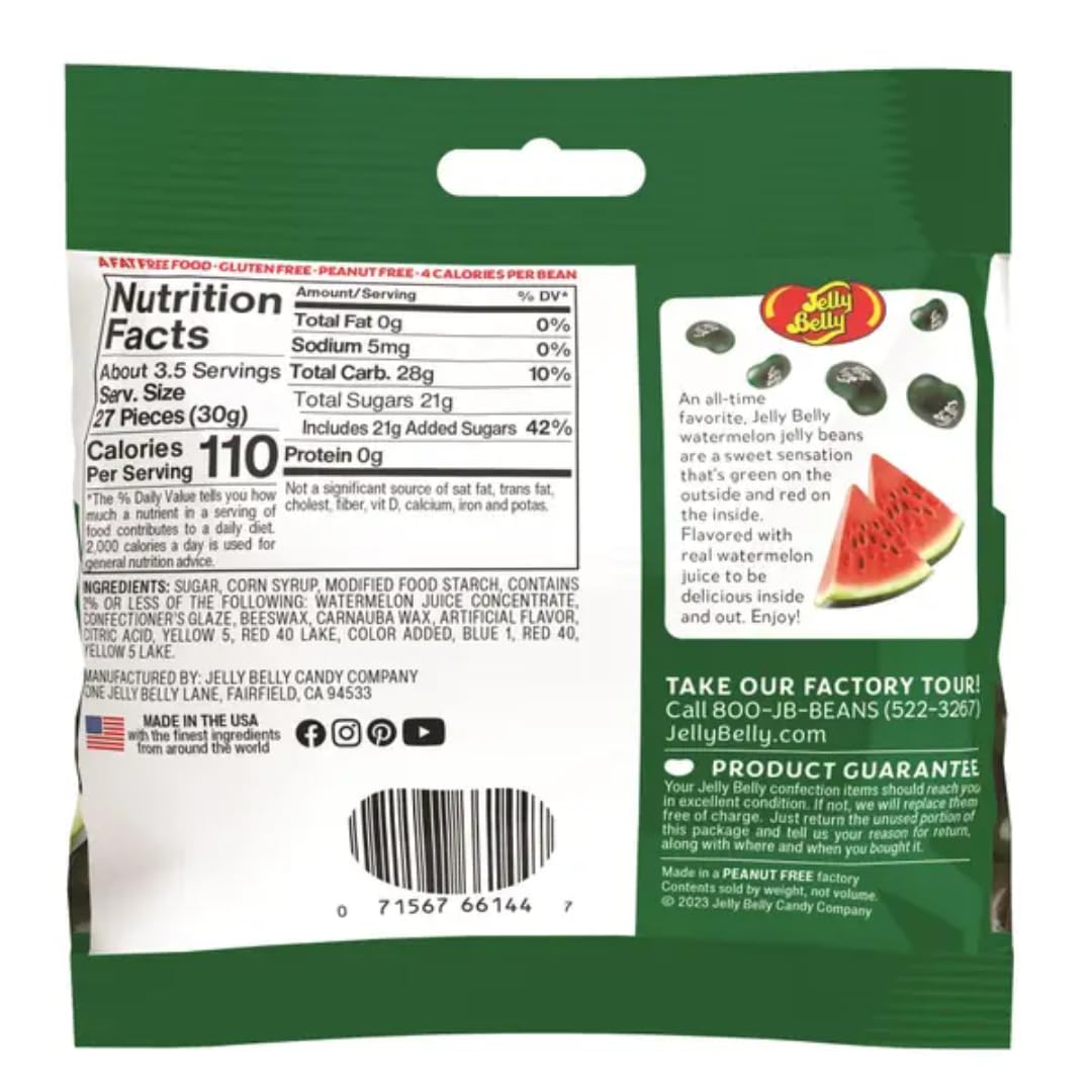 Close-up of colorful Jelly Belly Watermelon beans with realistic juice flavor
