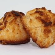 Texture close-up of Jennies Coconut Macaroons, chewy and coconut aroma