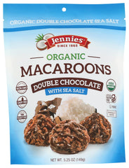 Jennies Double Chocolate Macaroons sea salt packshot with rich chocolate and coconut texture