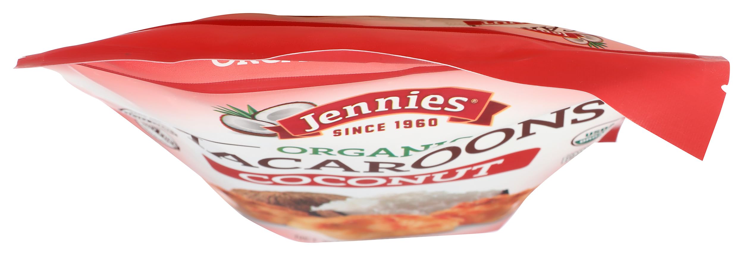 Jennies Organic Coconut Macaroons close-up shows chewy texture and tropical aroma.