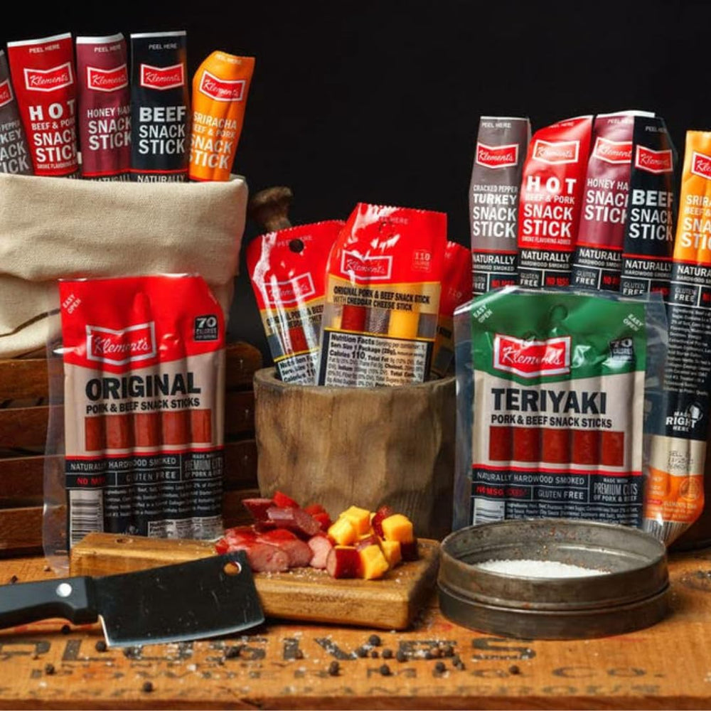 Jerky.com variety pack label highlights gluten-free and keto-friendly options.