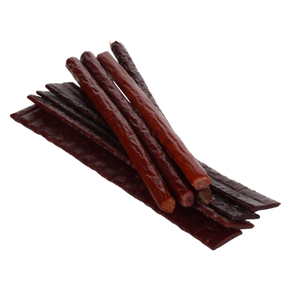Jerky Dynasty Elk Hickory-Smoked jerky delivers rich smokiness and peppery finish.