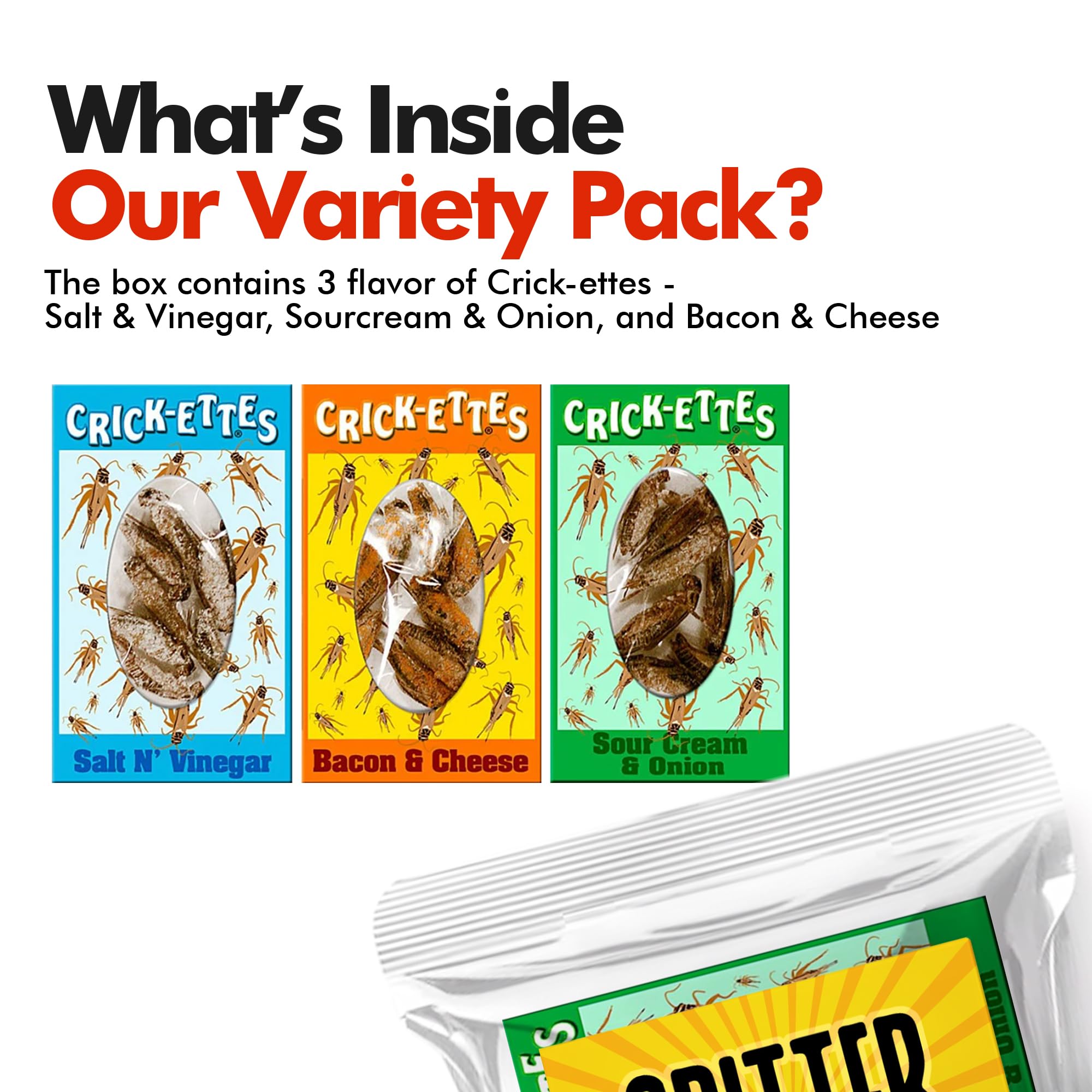 Jerky-n-Spice Crick-ettes pack close-up showing portable snack option.