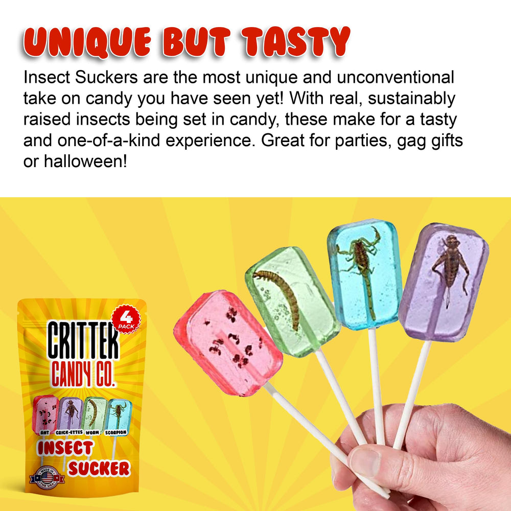 HotLix lollipop with ants, tangy crunchy texture