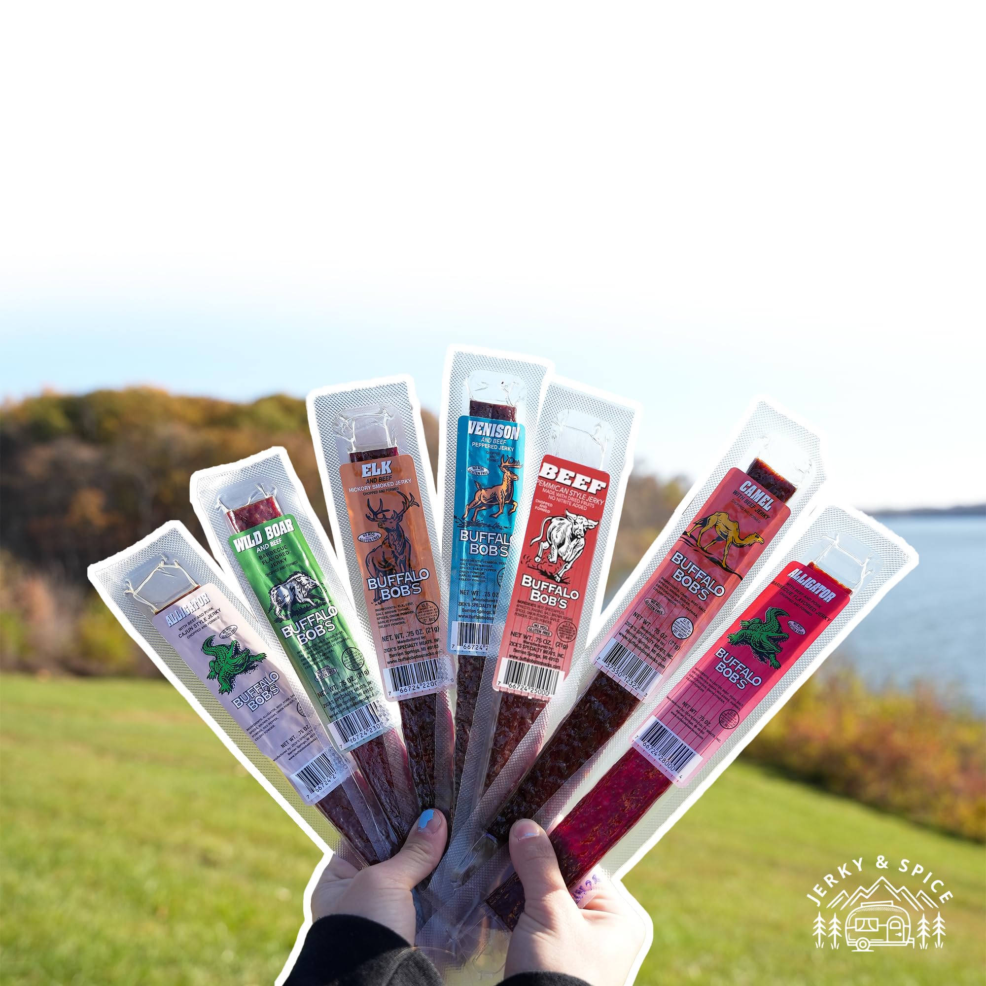 Jerky-n-Spice Shelf-stable packaging keeps jerky fresh for adventures.