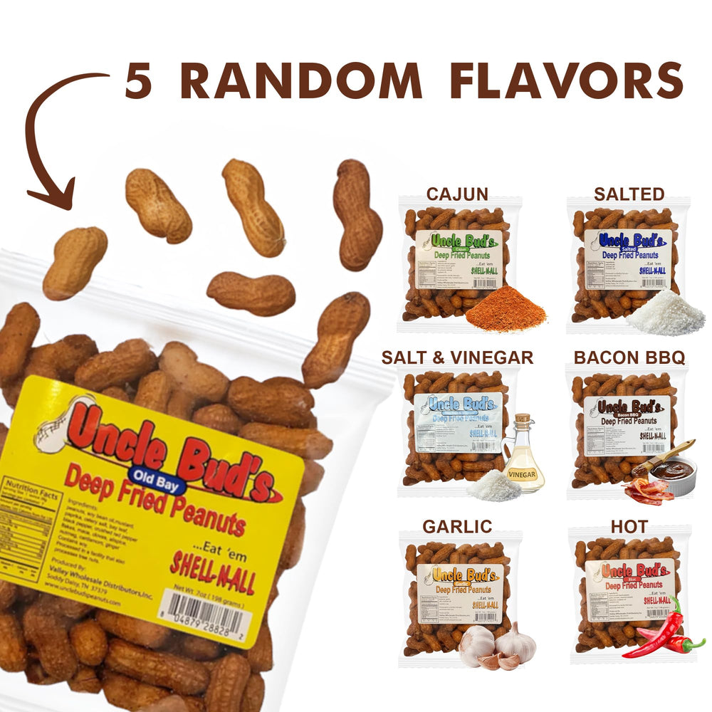 Jerky-n-Spice Uncle Bud's deep fried peanuts in shell garlic flavor for robust taste.