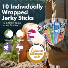 Jerky-n-Spice venison jerky with robust, savory notes for outdoors lovers.