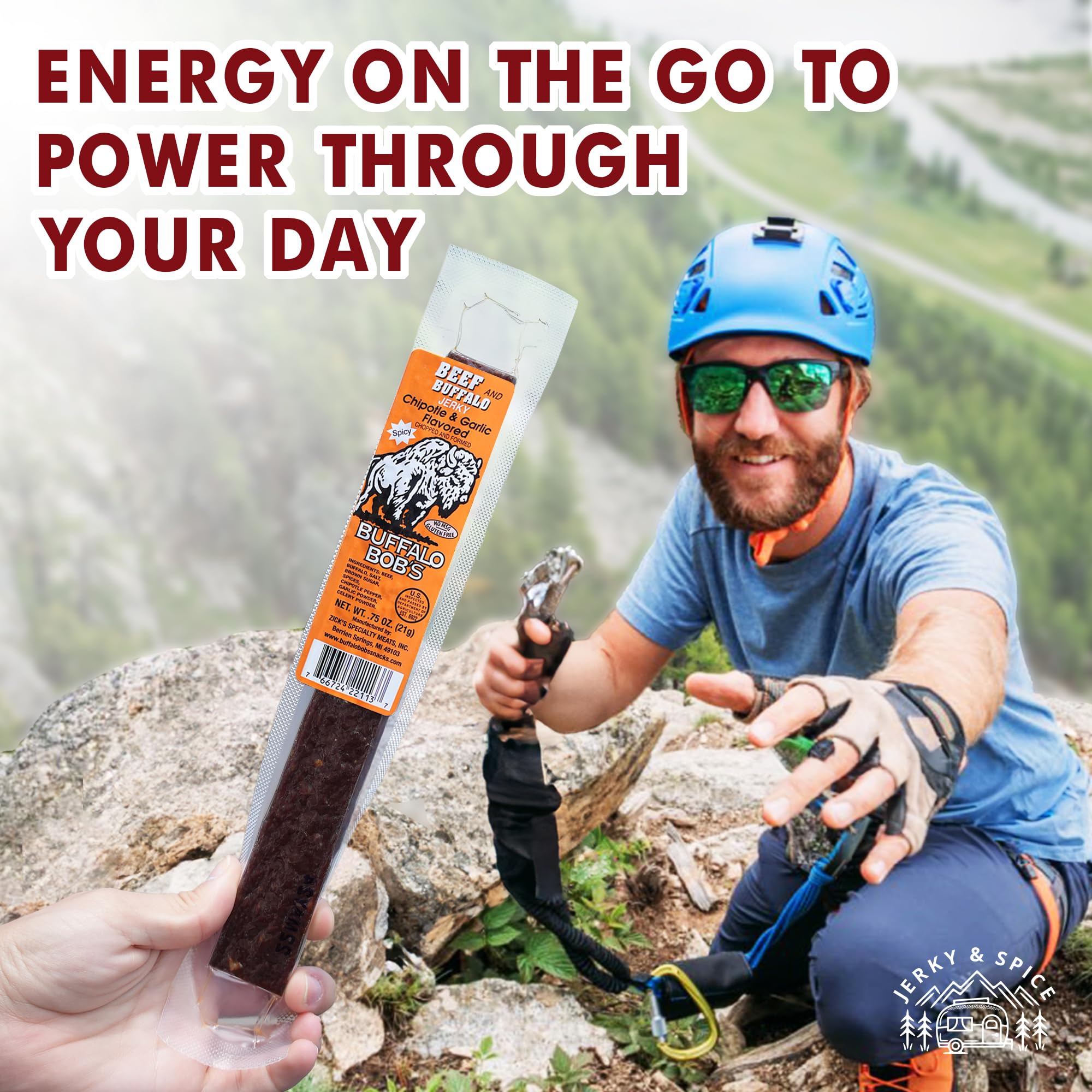Jerky-n-Spice Wild boar jerky stick with bold spice for outdoor adventures.