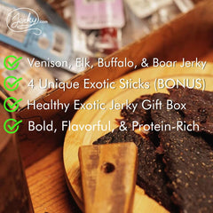 Jerky.com Exotic Jerky Gift Box elk jerky slices, lean gourmet snack