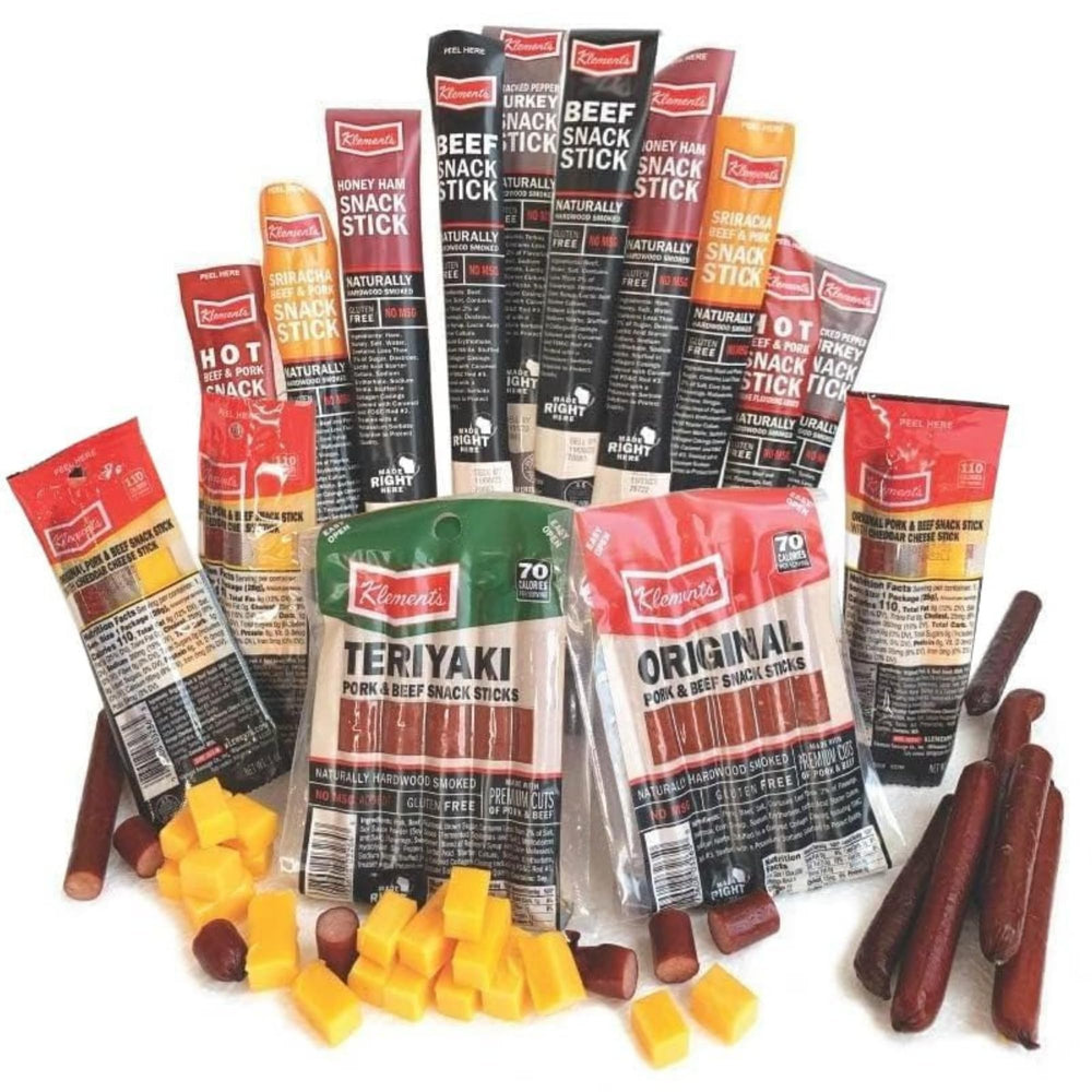 Jerky.com Meat & Cheese Sticks Sampler on the go, perfect for quick snacks.